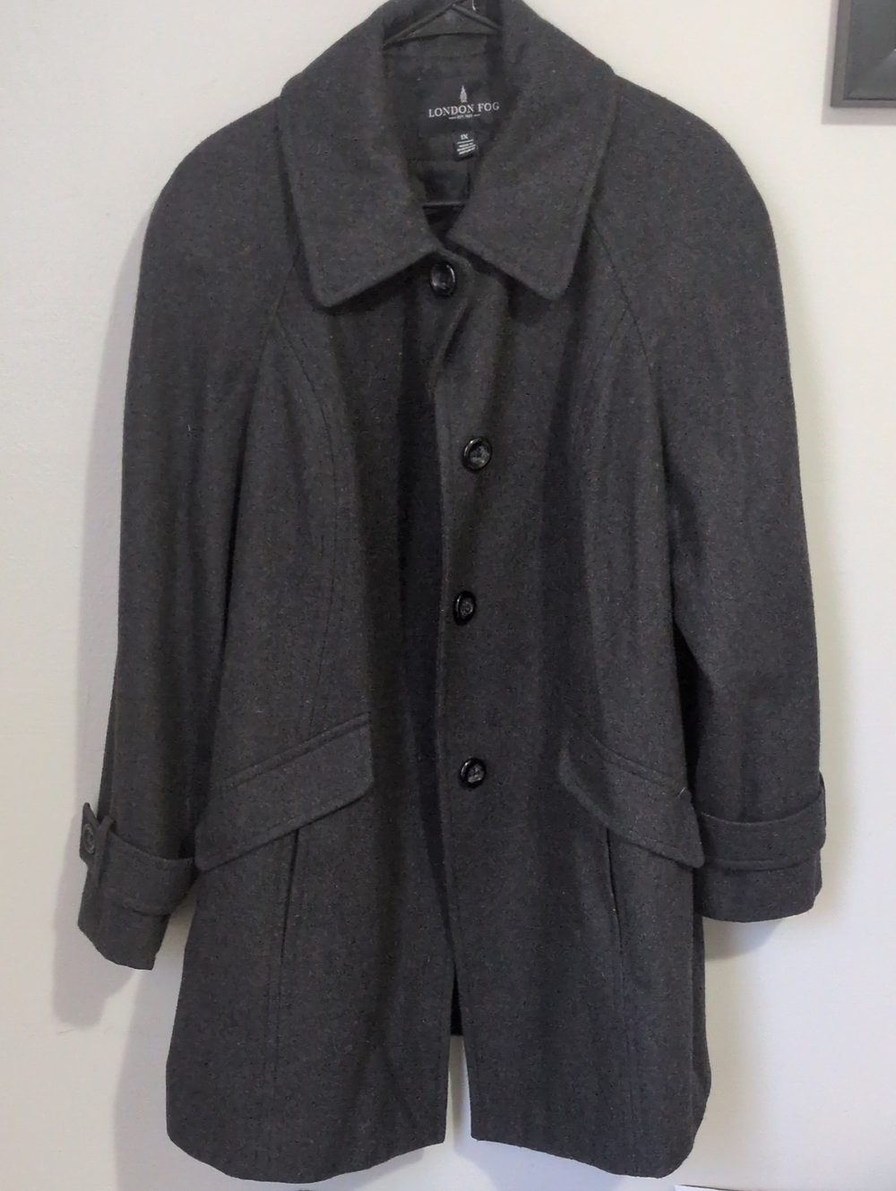 London Fog Dark Gray Wool Blend Pea Coat